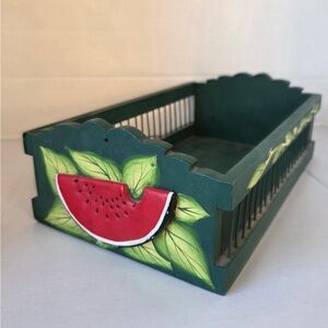 Hand painted Watermelon And Greenery Wooden Tray Folk Art
